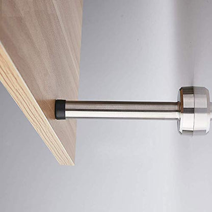 8 Inch Long Door Stop, Stainless Steel Extra Long Door Stopper, Wall Mounted, Brushed Nickel Solid Rigid Doorstop with Rubber Wall Protector Bumper, Silver