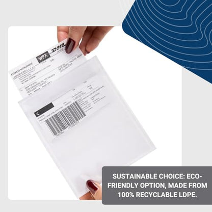 100 Units, 7.5"x5.5" Clear Packing List Shipping Pouches – Heavy Duty Self-Sealing Adhesive Envelopes, Waterproof & Tear-Proof – Ideal for Labels, Invoices & Documents - size: 7.5"x5.5" | 100 Units