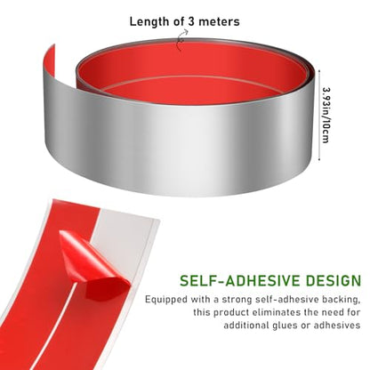 Stainless Steel Door Kick Plate，4"x118" Self-Adhesive for Cabinet & Island - color: Brushed Sliver