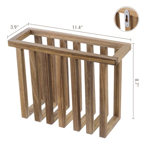 MyGift 11 Inch Acacia Wood Wall Magazine Rack, File Folder Holder