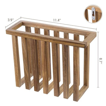 MyGift 11 Inch Acacia Wood Wall Magazine Rack, File Folder Holder