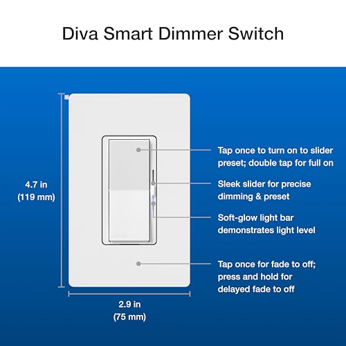 Lutron Caseta Diva Smart Dimmer Starter Kit; Dimmer, Hub, Remote, & More - color: White, size: 1 Pack, style: Smart Dimmer Hub Kit