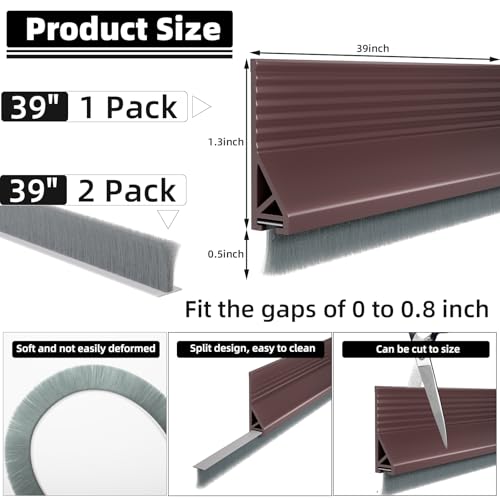 Esufeir 39”Under Door Draft Stopper with Brush,Brown - color: Brown, size: 39" X 1Pack