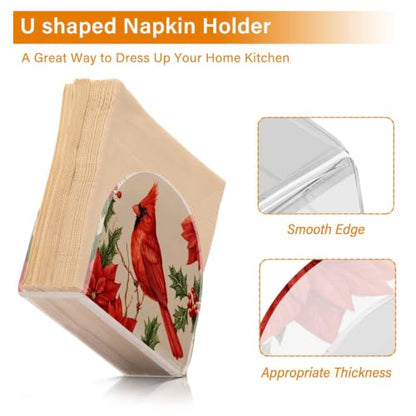 Cardinal Poinsettia Napkin Holder for Table Acrylic Tissue Dispenser - color: Cardinal Poinsettia