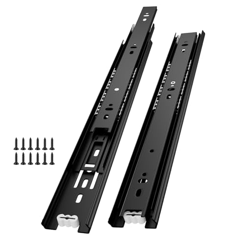 Black Heavy Duty Drawer Slides 14 Inch 1 Pair Side Mount 100LB - size: 14 Inch