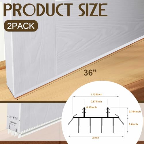 Pushglossy 2 Pcs Kerf Style Door Bottom Seal with Vinyl Fins, White - color: White, size: Kerf Style