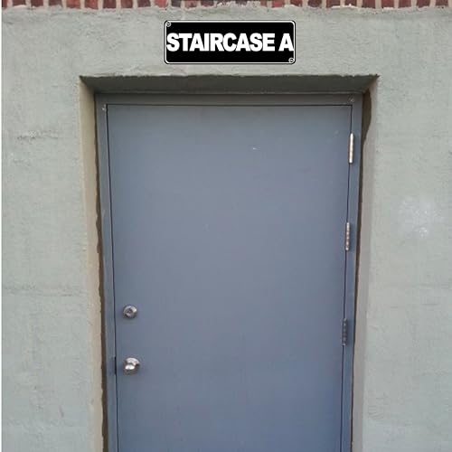 Floor Sign for Door, Acrylic Plastic, Black and White, Rounded Corners, Durable, Long Lasting with Double Sided Tape in the Back - 3" x 9" (Staircase A) - style: Staircase A