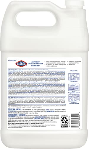 CloroxPro Anywhere Daily Disinfectant Food Sanitizer Refill, 128 fl. oz. | No-Rinse Contact Sanitizer, Food-Safe, Kills 99.9 Percent of Germs, Restaurant-Grade, Kitchen Sanitizing Spray, Refill