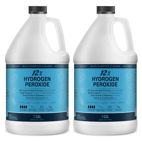 MAXTITE 12% Hydrogen Peroxide Solution, 2-Pack 1 Gallon - Food-Grade H2O2 & Water - Versatile Multi-Surface Cleaner for Kitchen, Bath, Laundry, Commercial & Janitorial - 4X Concentrated - Made in USA - size: 128 Fl Oz (Pack of 2)