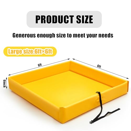 Wettarn 1 Pcs Folding Duck Pond 6’ x 6’ Portable Spill Containment, Yellow - color: Yellow, size: 6*6ft