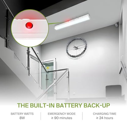 ASD 2ft LED Linear Strip Light Fixture, Emergency Battery Backup 9 Pack - color: White Emergency, size: 2FT