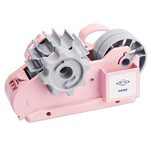 MoTEX Tape Dispenser Compatible with 3 Inch Core Tapes, 3 Rolls of Transparent Tapes with Dispenser -Prime (Light Pink) - color: Light Pink