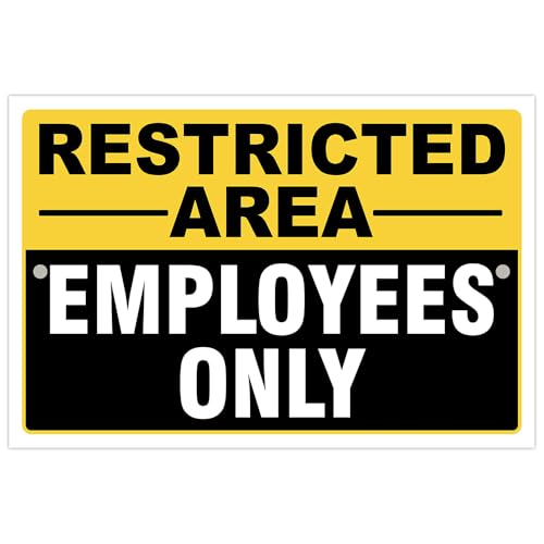 Restricted Area Employees Only Signs Outdoor - Rust Free Aluminium Metal No Entry Sign, UV Protected, Waterproof, Durable Ink Weather Resistant, Easy to Install & Read - 2 Pre-drilled Holes - color: Pack of 1, size: 18"x24"