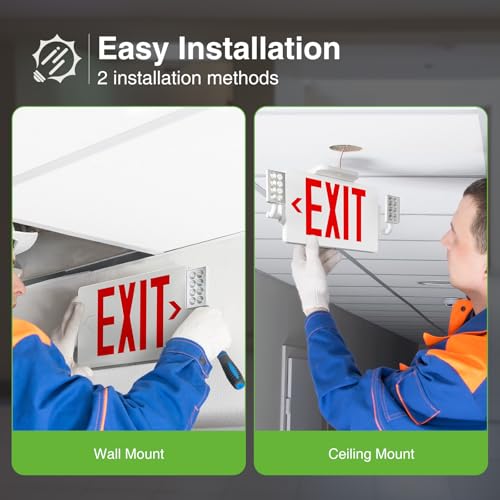 FREELICHT 6 Pack Red LED Exit Signs with Emergency Lights - color: Red