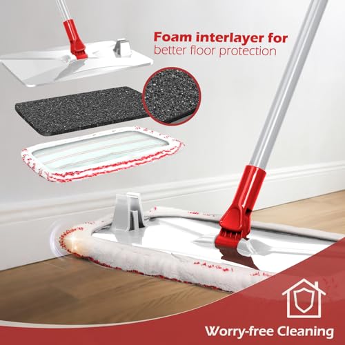 Masthome Extra Large Microfiber Flat Mop,Dust Mop with Cleaning Scraper - color: Red Extra Large