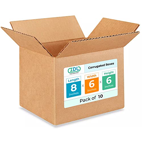 Small Moving & Shipping Boxes 8x6x6 inches (10-Pack) - Extra Strength 200 lb vs Regular - Corrugated Cardboard Boxes for USPS/FEDEX - Corrugated Packaging Box - Box Small by IDL Packaging - size: 8 * 6 * 6" (Small Boxes)