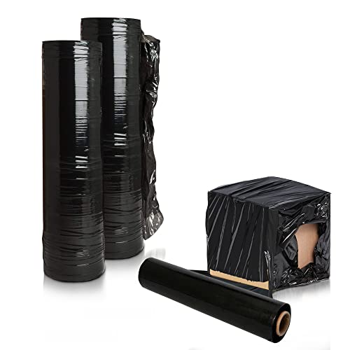 APQ Blown Machine Stretch Film 20" x 5000'. Black Machine Stretch Wrap, 80 Gauge. Tear Resistant Residue Free Film for Shipping, Wrapping. Industrial Grade Pallet Shrink Wrap Film for Irregular Loads - color: Black, size: 20" x 5000' / 80 gauge
