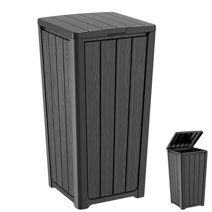 EFU 38 Gallon Outdoor Trash Can with Lid, Waterproof Garbage Can Bin - color: Black, size: 38 Gallon