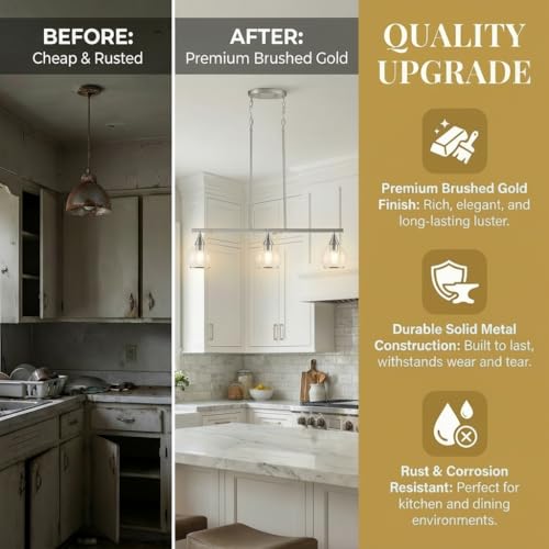 Phaosio Kitchen Island Linear Pendant Light, 3-Light - color: Brushed Nickel, size: 3-Light