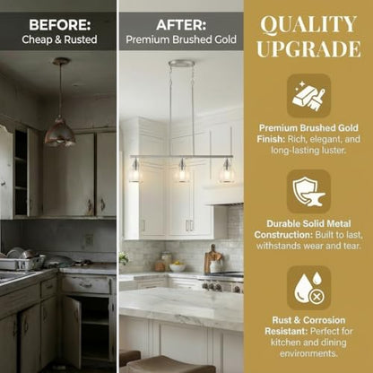 Phaosio Kitchen Island Linear Pendant Light, 3-Light - color: Brushed Nickel, size: 3-Light