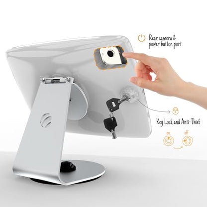 Tablet Kiosk Stand for Desk with Lock - Rotatable Swivel Compatible with 10.9" iPad 10th, Pro 11" 1 2 3 4, Air 4 5, Air 11"(M2/M3/M4), iPad 11"(A16) - BSC109WA - size: 10.9" iPad 10th, Pro 11" 1 2 3 4, Air 4 5, Air 11"