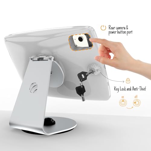 Tablet Kiosk Stand for Desk with Lock - Rotatable Swivel Compatible with 10.9" iPad 10th, Pro 11" 1 2 3 4, Air 4 5, Air 11"(M2/M3/M4), iPad 11"(A16) - BSC109WA - size: 10.9" iPad 10th, Pro 11" 1 2 3 4, Air 4 5, Air 11"