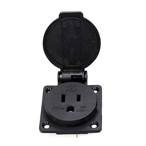 2-Pack US Standard Water-Proof Power Outlet 3-Hole Socket AC 15A 125V Panel Mount Dust-Proof Industrial Electrical Female Plug Power Connector