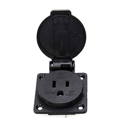 2-Pack US Standard Water-Proof Power Outlet 3-Hole Socket AC 15A 125V Panel Mount Dust-Proof Industrial Electrical Female Plug Power Connector