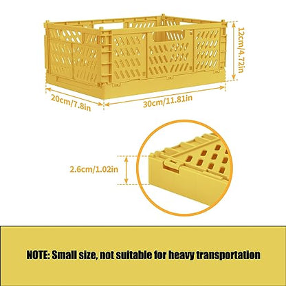 2 Pack Stackable Storage Crates, Plastic Foldable Baskets Small Golden - color: Golden Yellow, size: Small: 11.8" x 7.8" x 4.7"