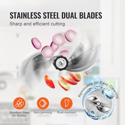 VEVOR Electric Vegetable Slicer, 0-0.5"/0-12mm Thickness Adjustable Commercial Slicer Machine, Convertible to Manual, Stainless Steel Food Cutter Slicing Machine, Large Feed Port for Potato, Tomato - size: Electric-Vegetable-Large-Stainless Steel