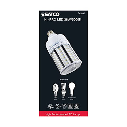 Satco S49392, 36W LED Corncob Bulb, HID Replacement, 5000K, Light Bulb
