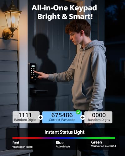 Philips Fingerprint Door Lock, WiFi Front Door Lock Set with Touchscreen - color: Matte Black, style: WiFi Lock Set