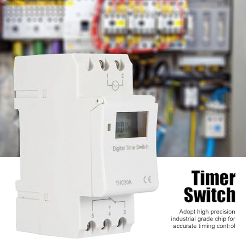 YWBL-WH DIN Rail Timer Switch, 30A LCD Programmable Multi-Voltage