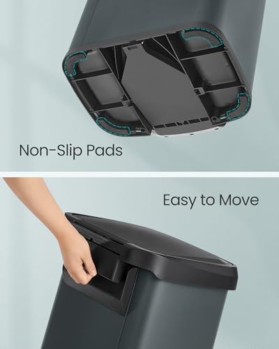 SONGMICS Kitchen Trash Can, 18-Gallon (68 L) Stainless Steel, Soft Closure - color: Charcoal Gray + Black, style: 18 Gallons