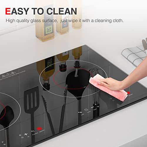 Electric Cooktop 2400W Electric Stove 2 Burner 24" Hot Plate Double Burner - color: 2 Burner Electric Cooktop