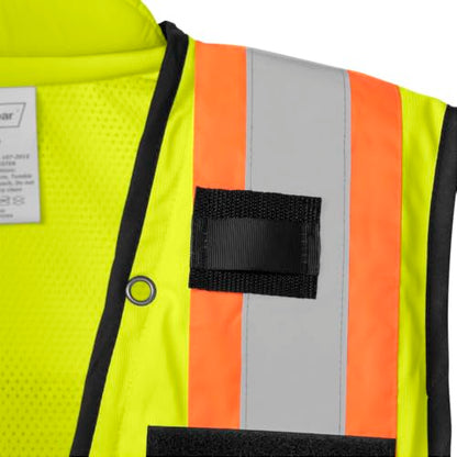 Ironwear 1278FR-L-04-XL ANSI Class 2 Flame Retardant Polyester Surveyor SAFETY Vest with 2" Silver Reflective Tape, Lime, X-Large - size: X-Large