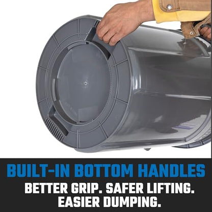 Magnum 32 Gallon Trash Can, Construction Grade, Heavy Duty Plastic, Jobsite Ready for Handling and Holding Garbage CMTC-C000-32G05 (5 Pack) - color: Gray, size: 32 Gallon, style: Can Only