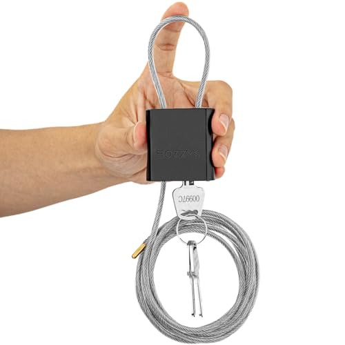 Cable Lock with 3 Keys | L 6.56ft(2m),D 1/6in(4mm) Adjustable Steel Cable Padlock | Aluminum Locks for Bikes, Gate, Lockers & Outdoor Gear | Weatherproof & Black - color: black-L 6.56ft(2m),D 1/6in(4mm)