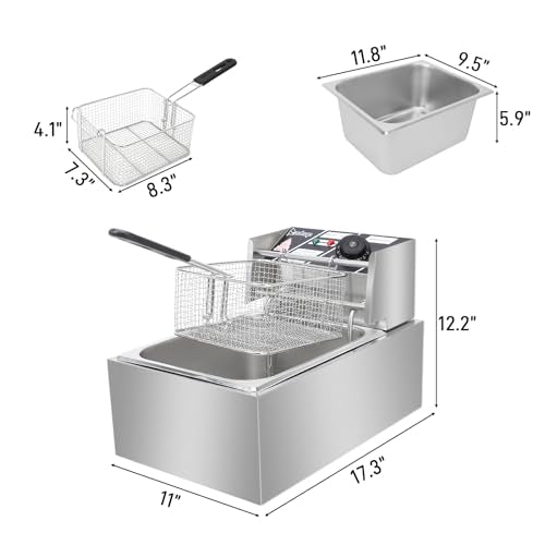 10QT Electric Deep Fryer for Chicken, Fries, and Onion Rings, Family Size