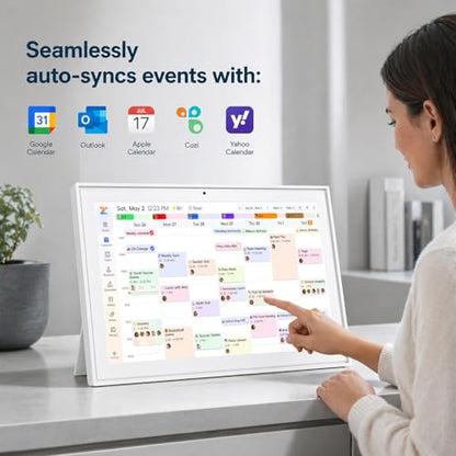 Beinhome 15.6" Smart Digital Calendar No Subscription, Touch Screen Electronic Wall Planner with Interactive Kids Chores Chart & Rewards, Photo Display, Full HD Family Schedule Organizer