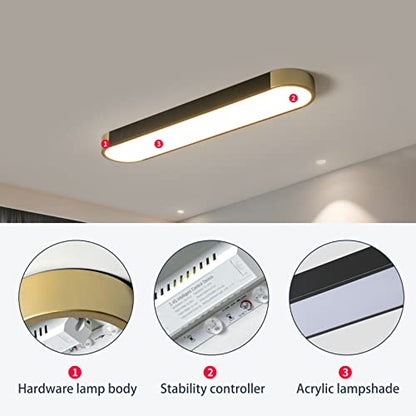 Tioolo Modern Ceiling Light, Dimmable LED Ceiling Light with Remote, 27.5in - color: Black+Gold/36W, Painted