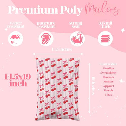 Pretty Package Store Poly Mailers 14.5x19, Cherry, 100 Pack - color: Cherry, size: 14.5x19