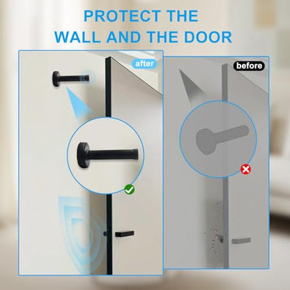 Jiozermi Black Door Stopper, 10 Pcs, Heavy Duty Wall Mounted - color: Black