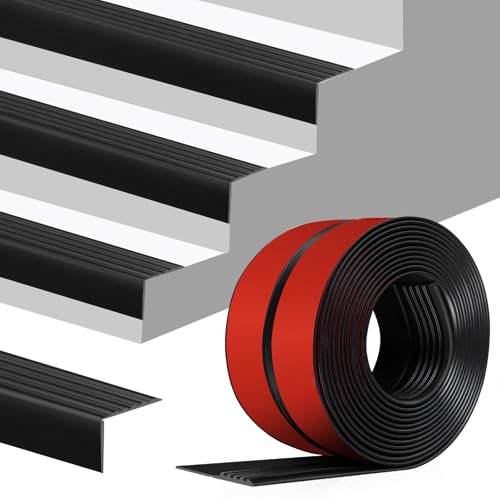 Stair Edge Trim Self Adhesive Rubber Stair Nosing Edge Protector - color: Black, size: 4 In X 40 Ft