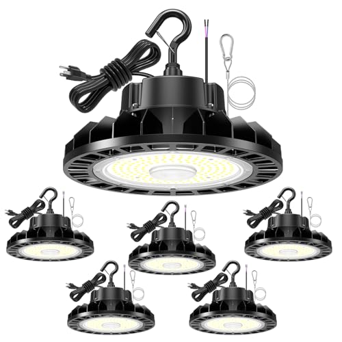 6 Pack 150W High Bay LED Shop Light, 5000K Low Bay Light with US Plug
