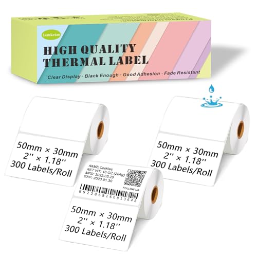 50mm x 30mm Thermal Labels Compatible for Supvan T50M Pro, Phomemo M110, Label Maker Tape Refill, Weatherproof & Tear-Resistant Thermal Stickers (900Pcs) - size: 50mm x 30mm, 1.97''x1.18''