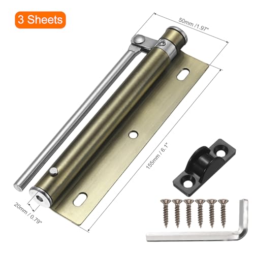 uxcell 3 Pcs 155mm/6.1" Spring Door Closer, Stainless Steel Automatic Door Closers with Adjustable Closing Speed for Home Self-Closing 5kg Door, Bronze - color: Bronze, size: 155mm