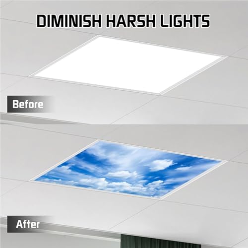 2Pcs Fluorescent Light Covers, Beautiful Clouds Magnetic Light Shield for Classroom Office Home, 2 x 4 ft - color: Color-14