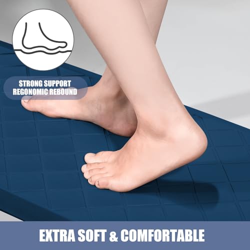 Cushioned Kitchen Mat 2 PCS, Anti Fatigue Kitchen Rugs, Heavy Duty Non-Skid, Ergonomic Comfort Foam Kitchen Floor Mat for Home, Office, Sink, Laundry, Blue - color: Blue