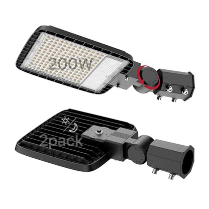 Kifflux 200W LED Parking Lot Lights Slip Fitter Mount with Photocell 2-Pack - size: 200watt 2pack